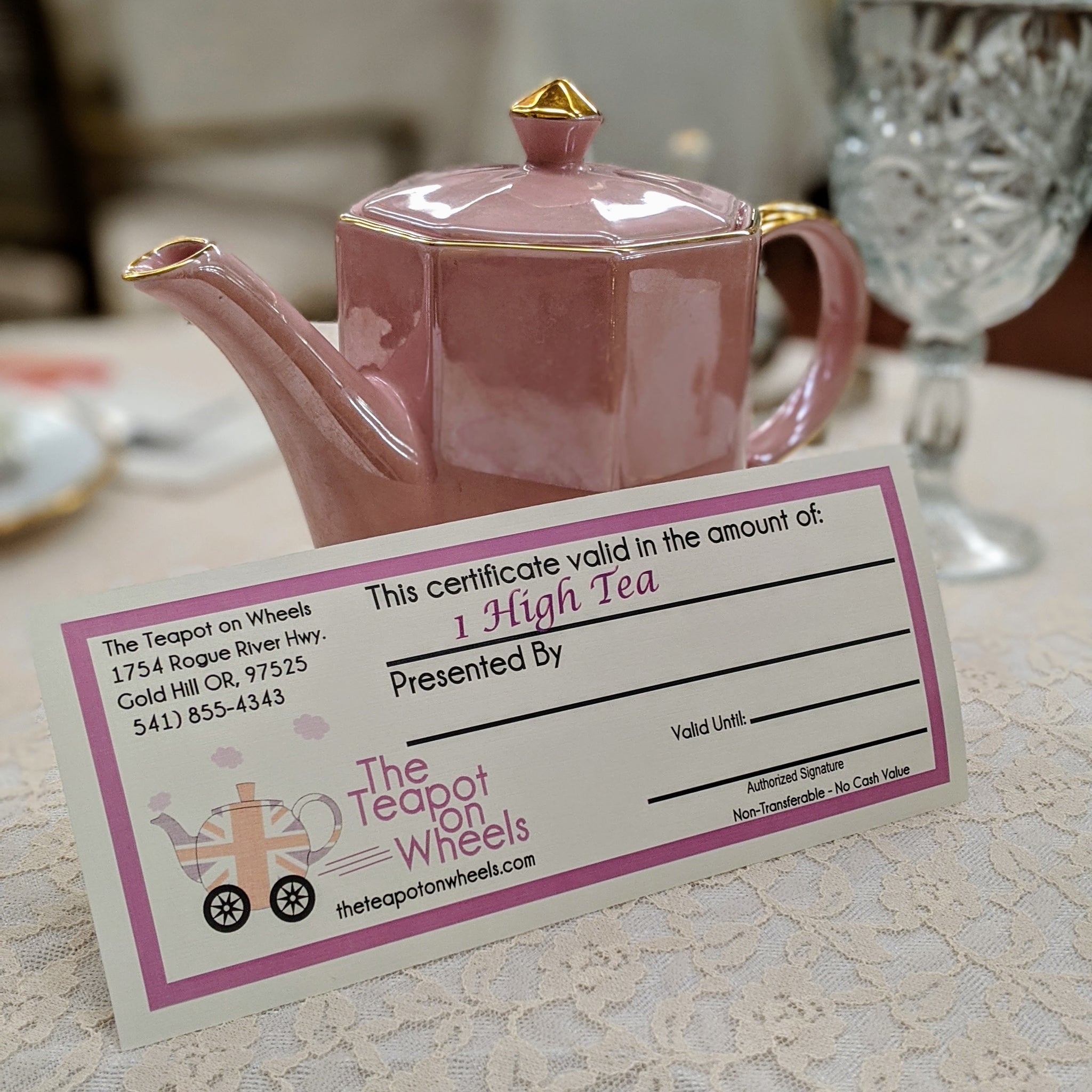 High Tea Gift Certificate The Teapot on Wheels High Tea Gift Certificate The Teapot on Wheels